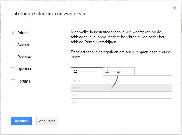 Gmail Inbox Tabbladen Selecteren